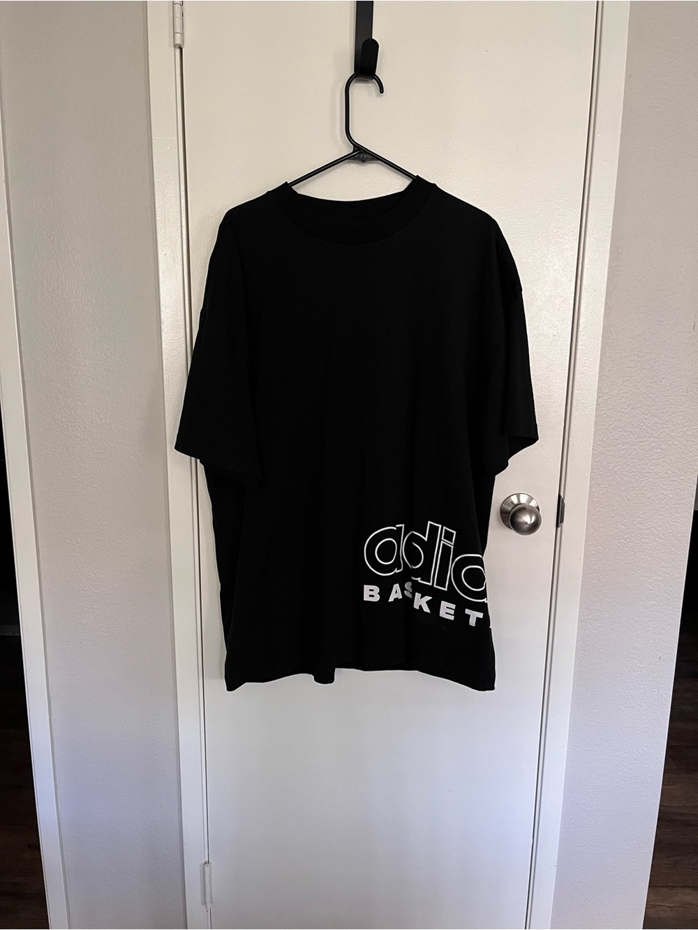 adidas Black Short-Sleeve Basketball Logo Tee